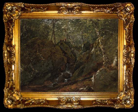framed  John Frederick Kensett Catskill Waterfall, ta009-2